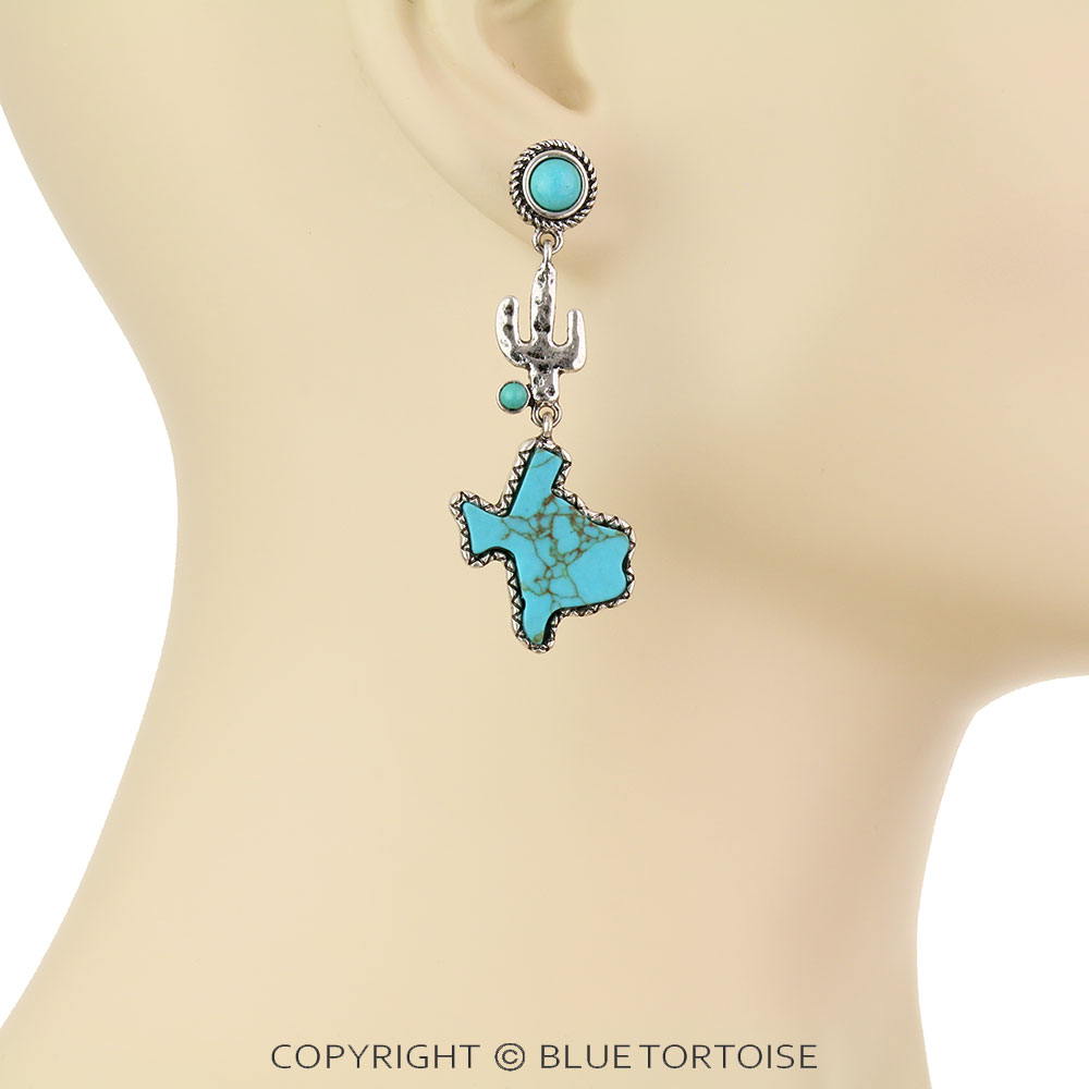 Western Texas Map Stone Stud Earrings - Image 2