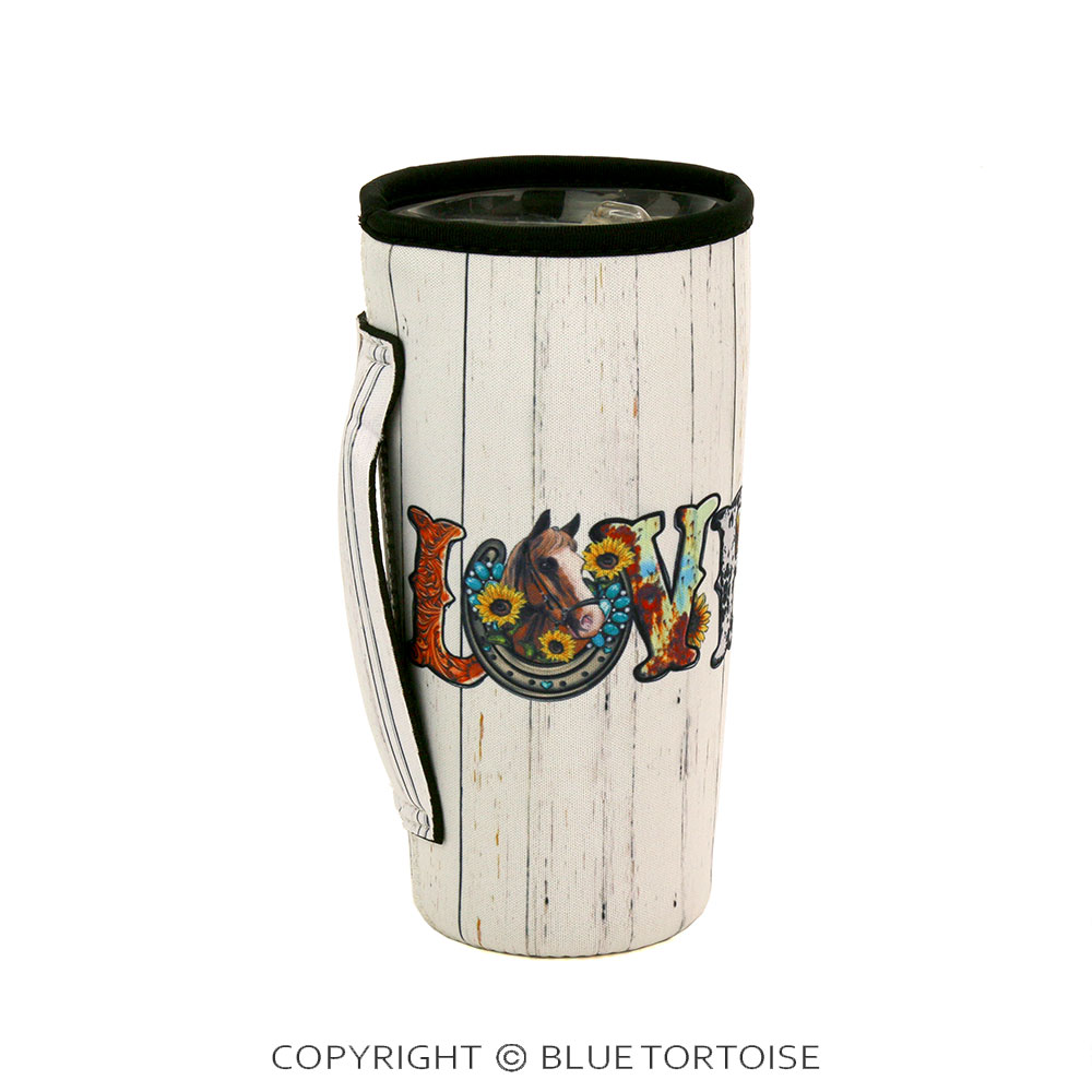 Love Horse Print Tumbler Drink Sleeve/Cooler - Image 2