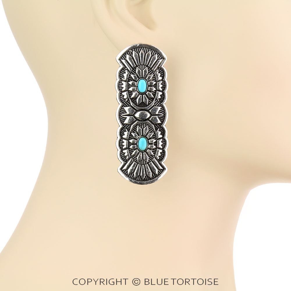 Western Double Concho Merged Stud Earrings - Image 2