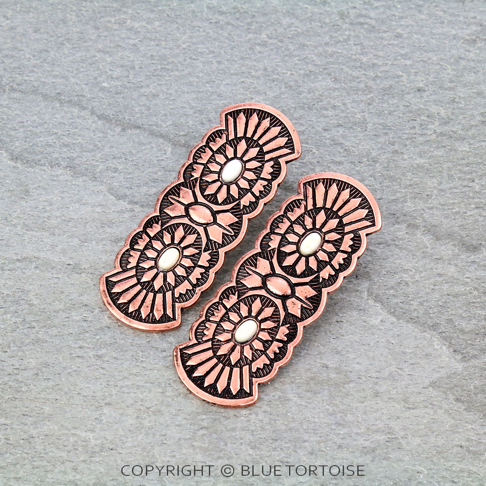 Western Double Concho Merged Stud Earrings