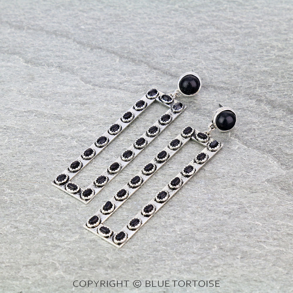 Western Rectangle Stone Stud Earrings