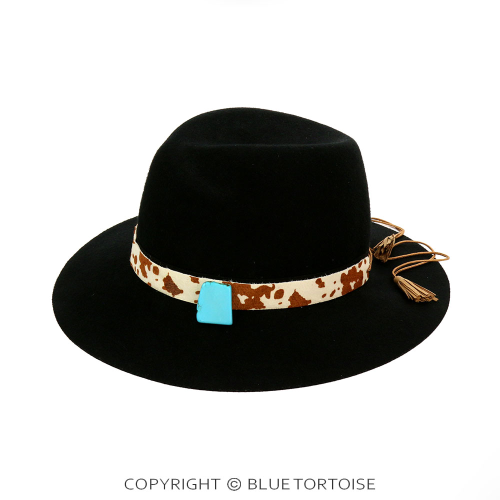 Stone with Leather Tassel Fedora Hat Band - Image 2