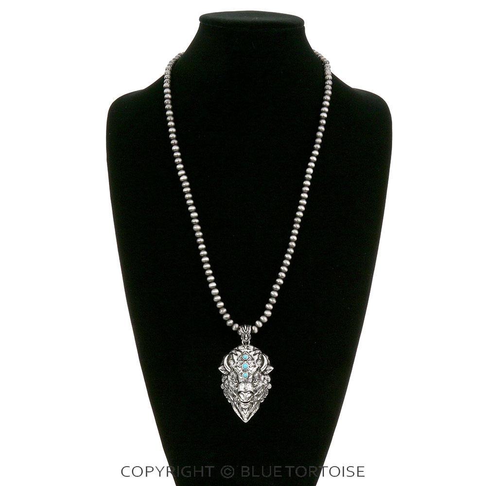 Western Buffalo Head Pendant Necklace - Image 2