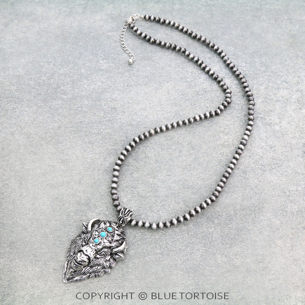 Western Buffalo Head Pendant Necklace - Image 3