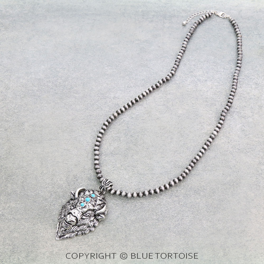 Western Buffalo Head Pendant Necklace