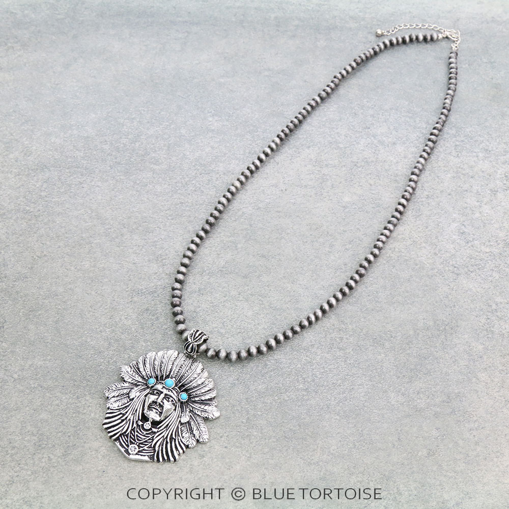 Western Indian Head Pendant Necklace