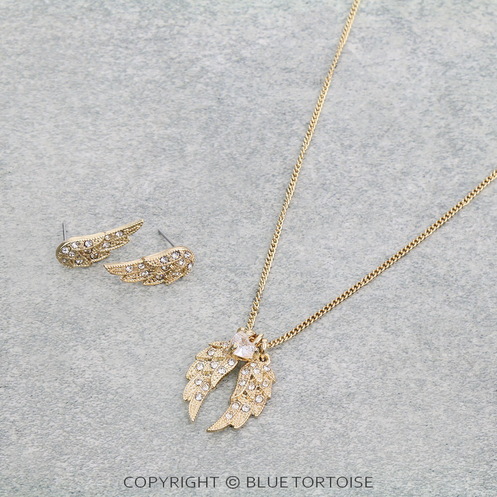 Wing Pendant Necklace Set