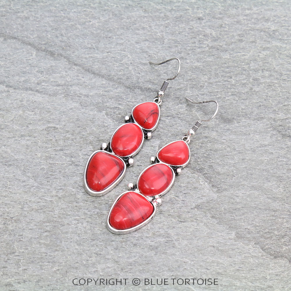 2.5" Agate Stone Drop Dangle Earrings