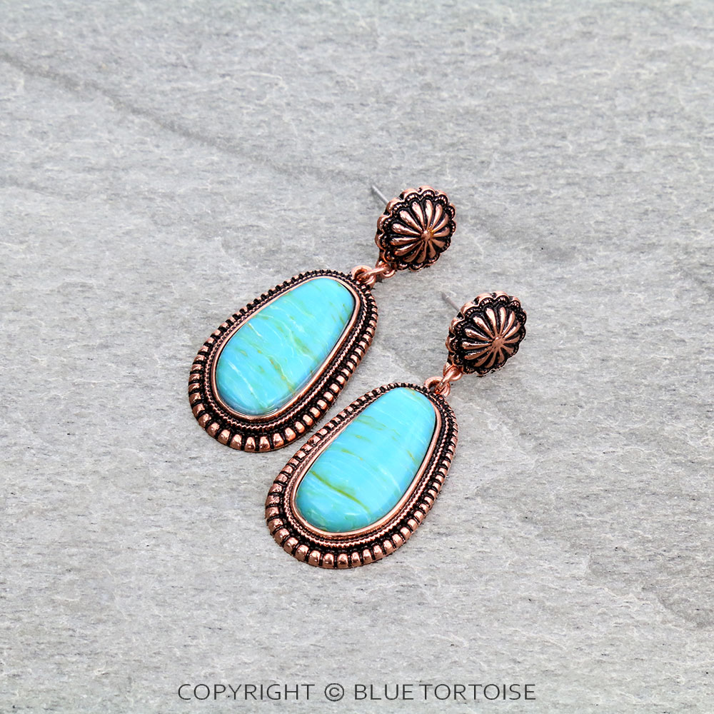 1.75" Agate Stone with Concho Stud Earrings