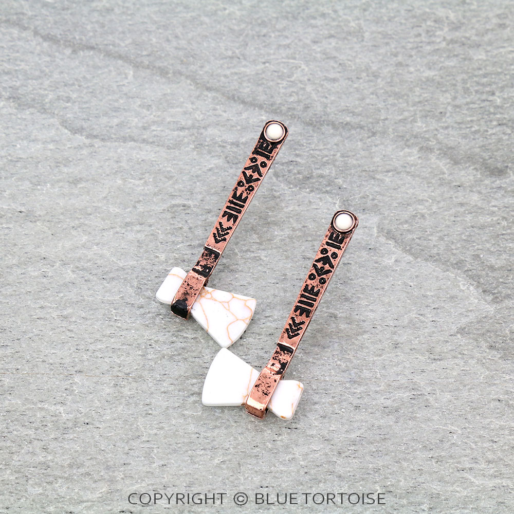 Aztec Pattern Monumental Axe Stud Earrings