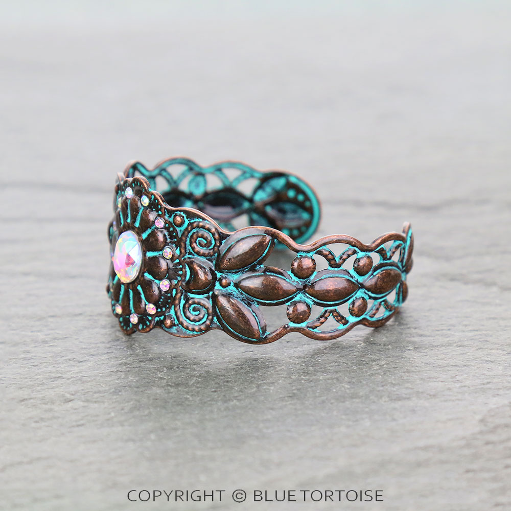Western Concho with Stone Cuff Bracelet - Image 2