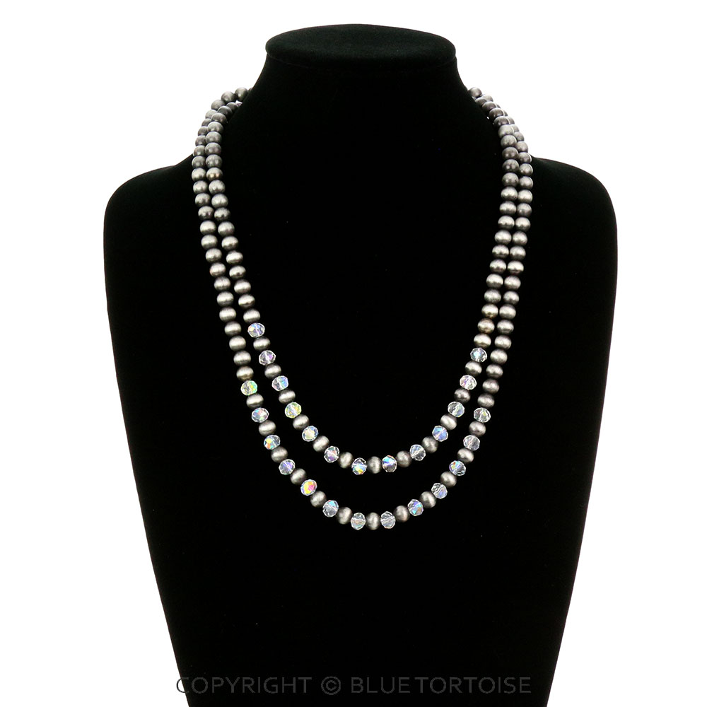 Navajo Style Bead & Glass Bead with Concho Pendant Necklace - Image 4