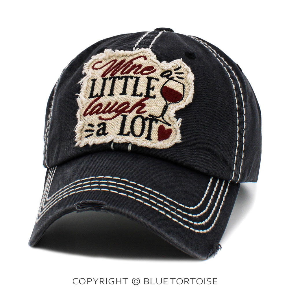 "Wine A Little Laugh A Lot" Washed Vintage Ball Cap - Image 2