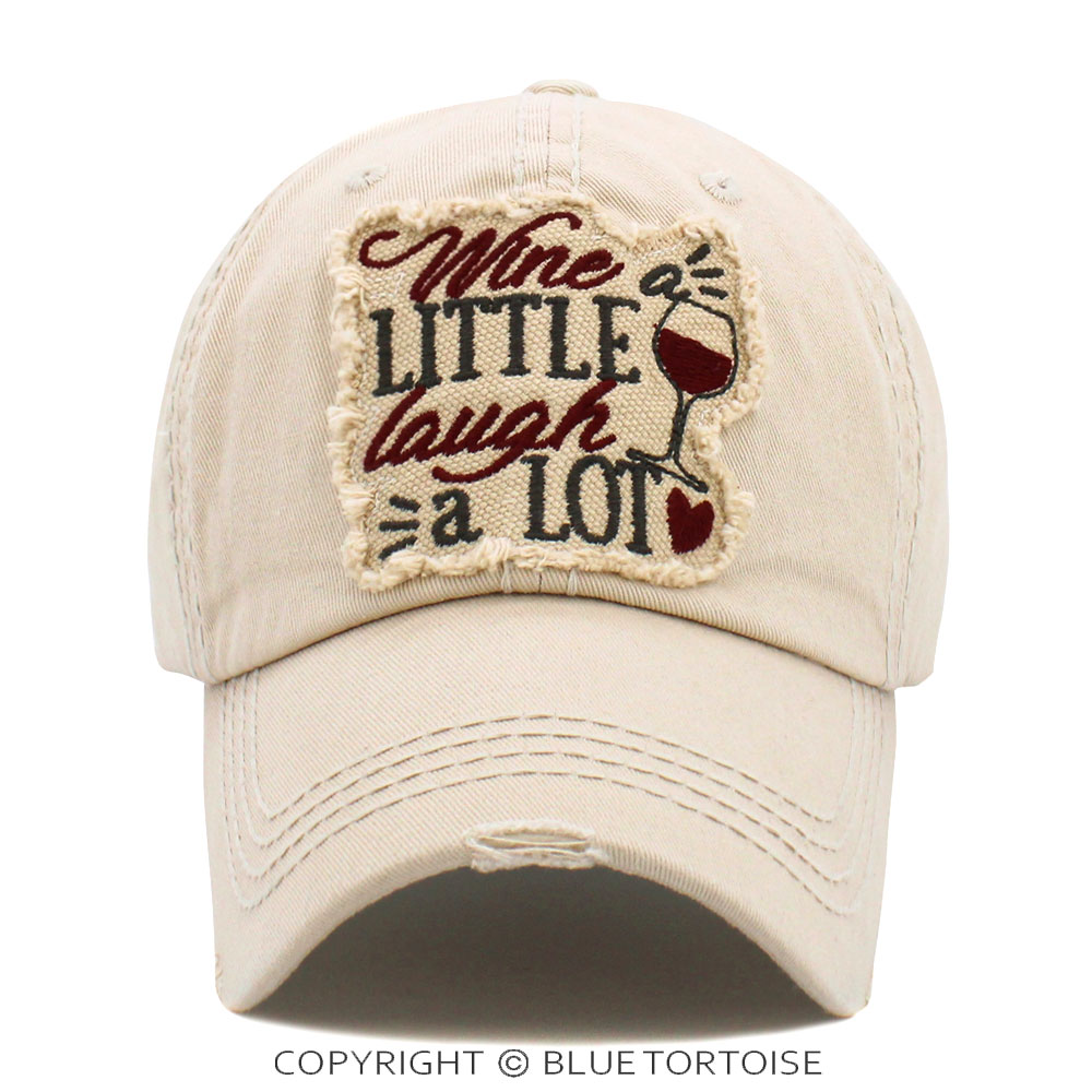 "Wine A Little Laugh A Lot" Washed Vintage Ball Cap