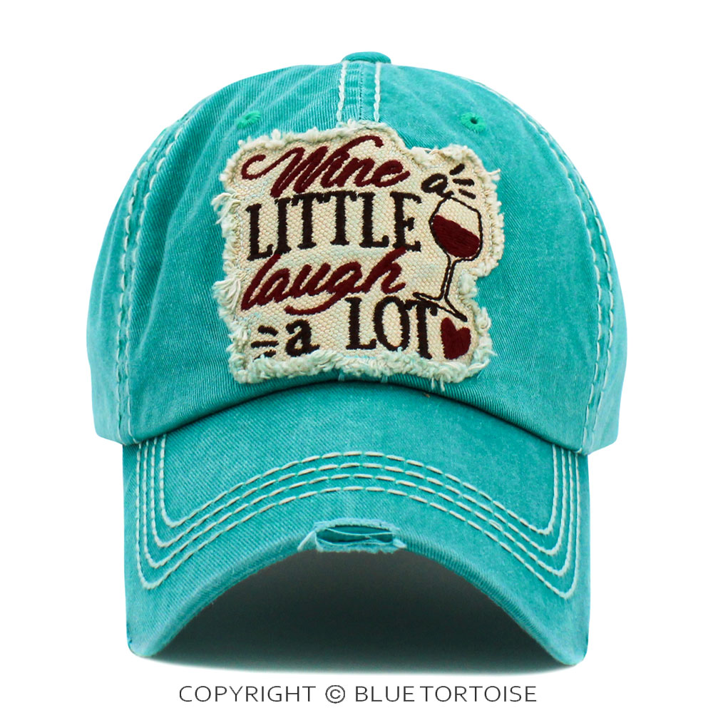 "Wine A Little Laugh A Lot" Washed Vintage Ball Cap