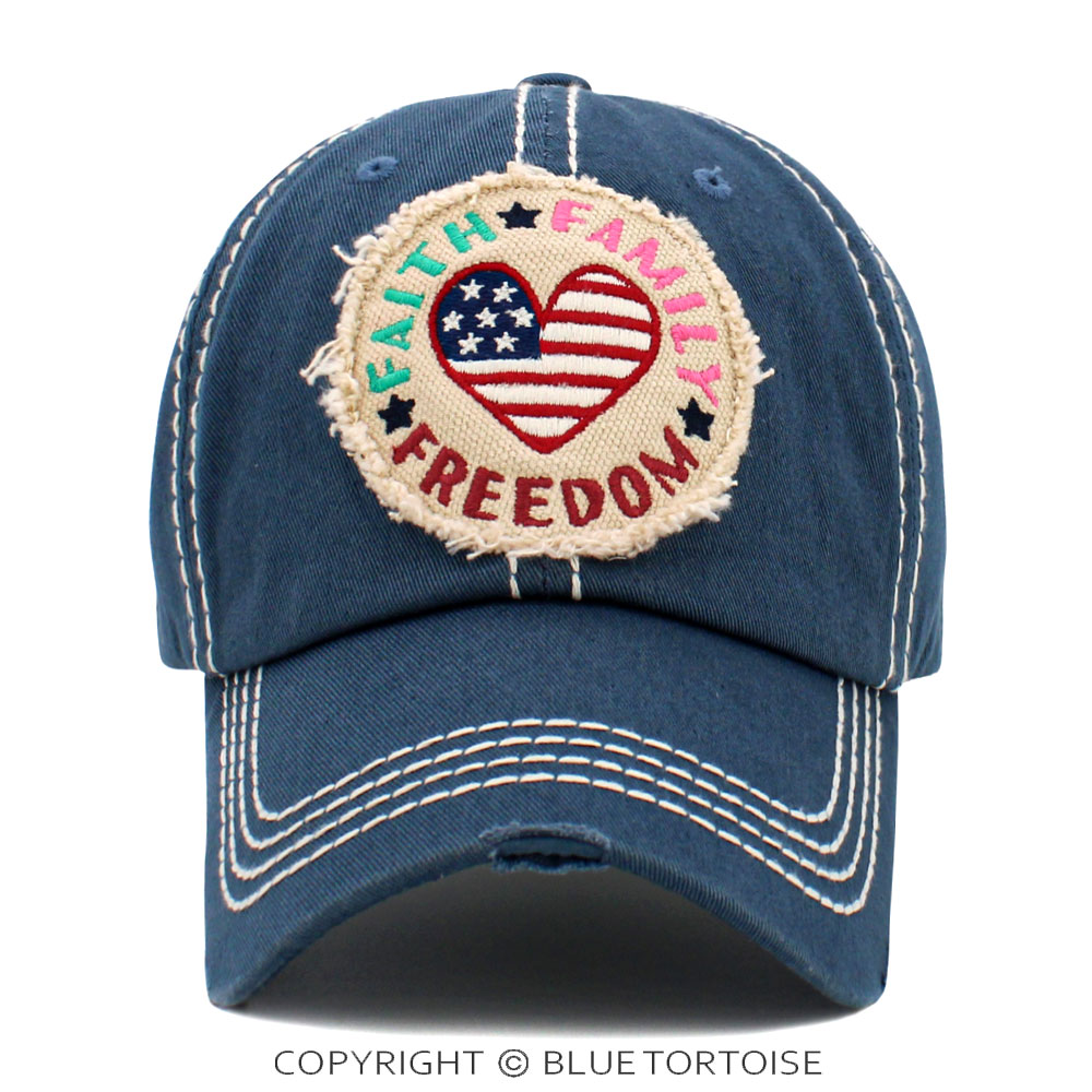 "Faith Family Freedom" Washed Vintage Ball Cap