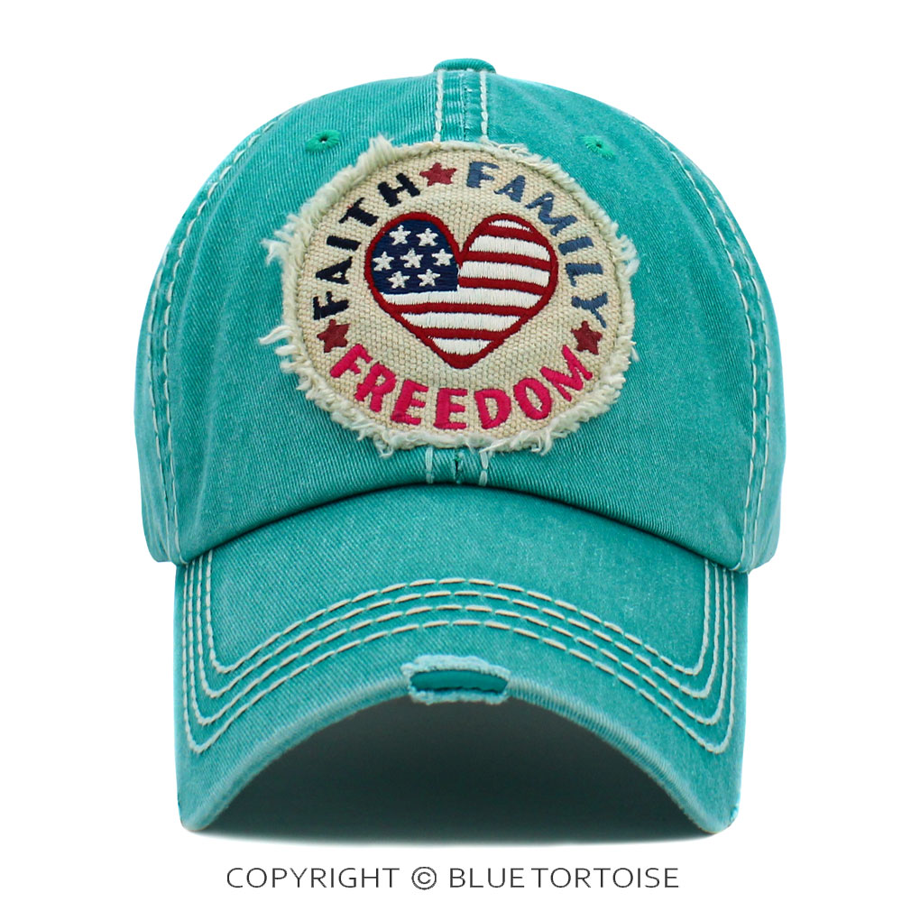 "Faith Family Freedom" Washed Vintage Ball Cap