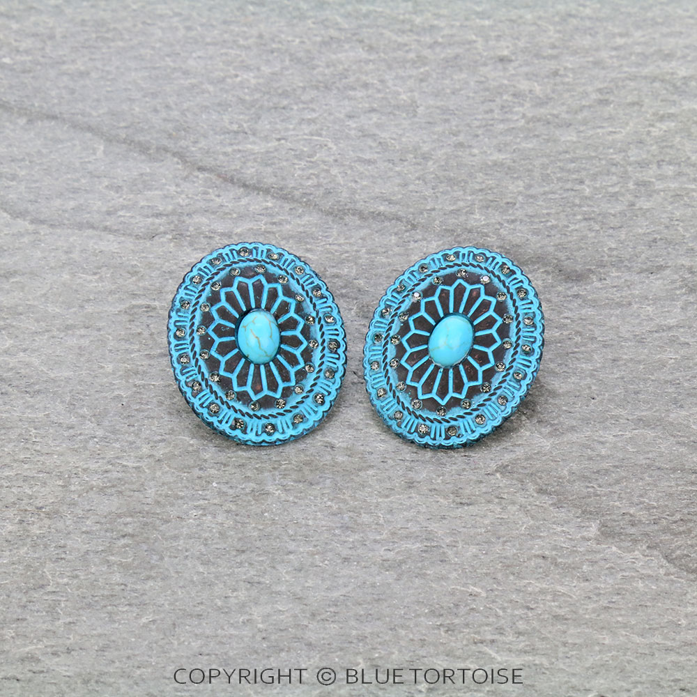 Western Concho Stud Earrings