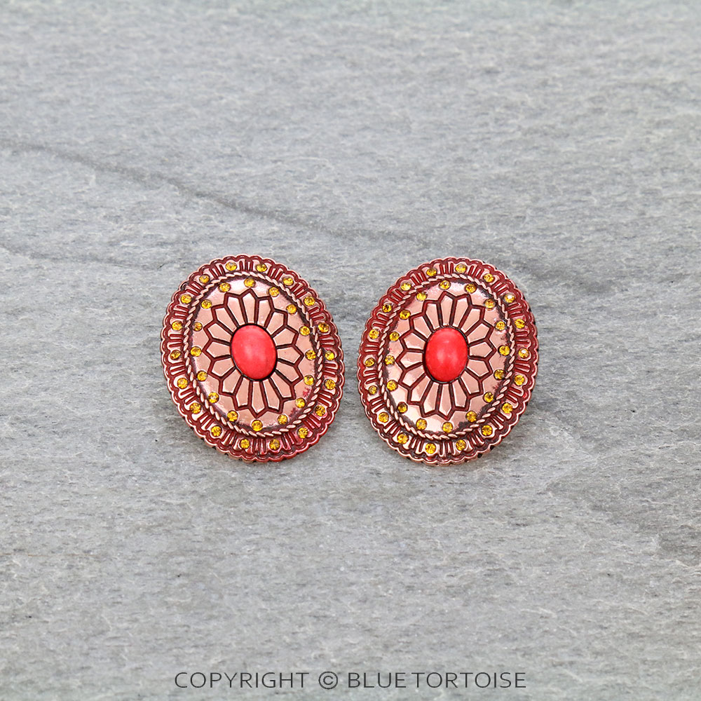 Western Concho Stud Earrings