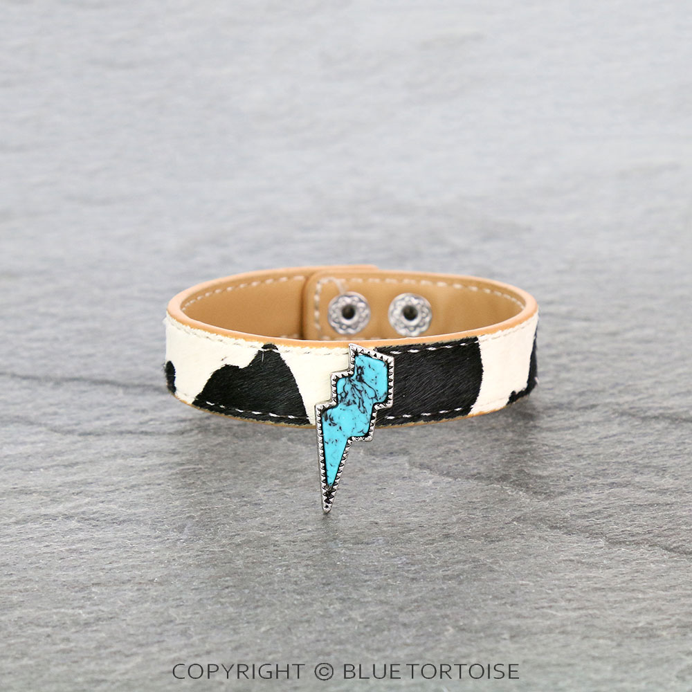Cowhide Leather with Thunder Stone Bracelet