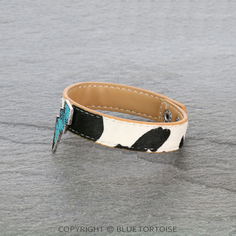 Cowhide Leather with Thunder Stone Bracelet - Image 2