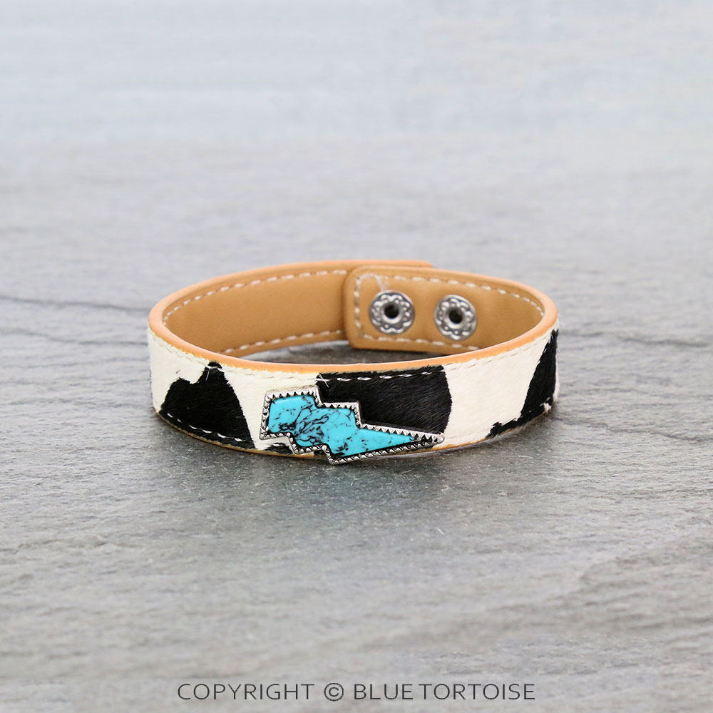 Cowhide Leather with Thunder Stone Bracelet - Image 3