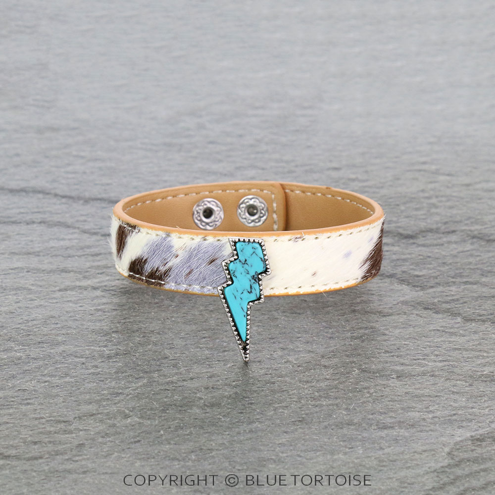 Cowhide Leather with Thunder Stone Bracelet