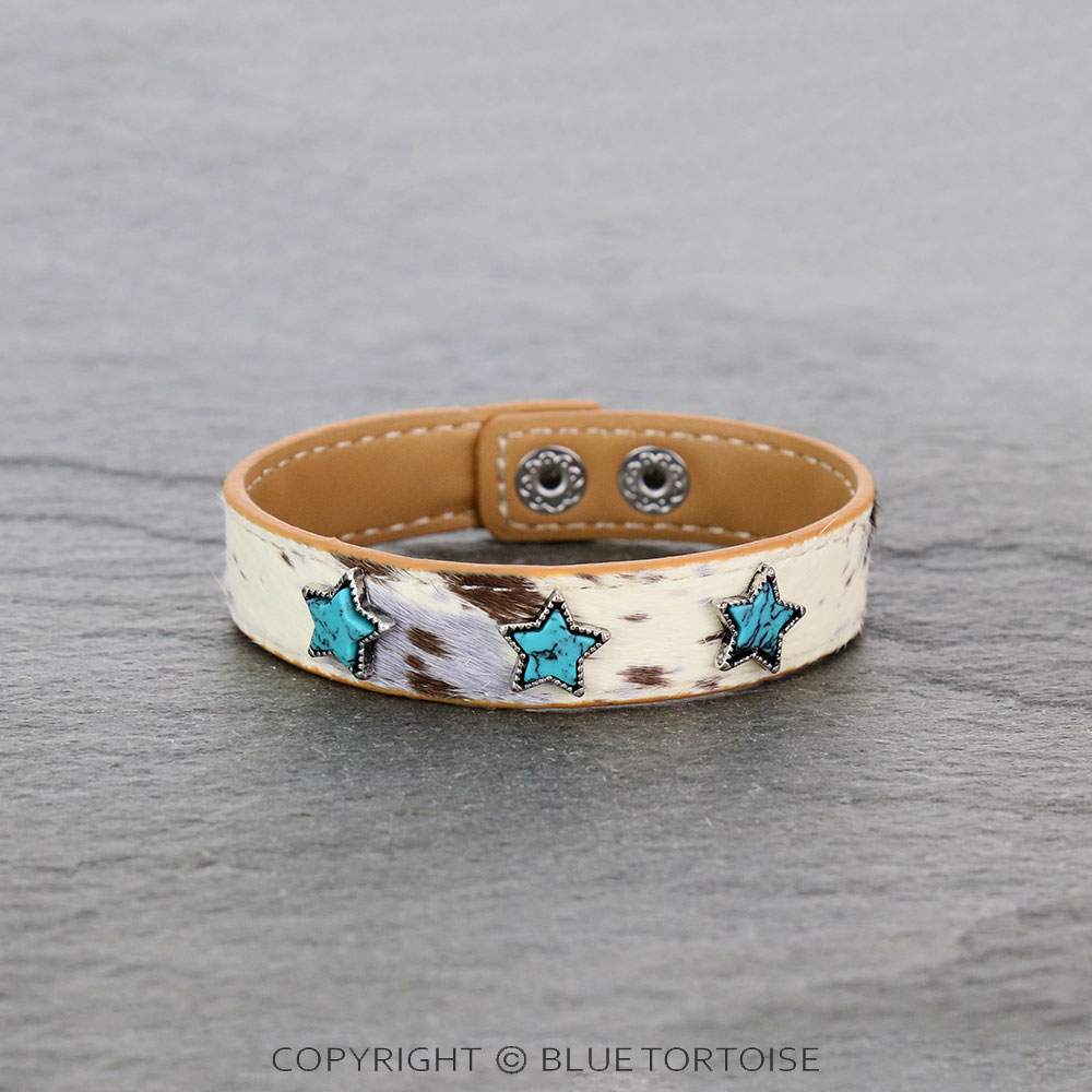 Cowhide Leather with Star Stone Bracelet