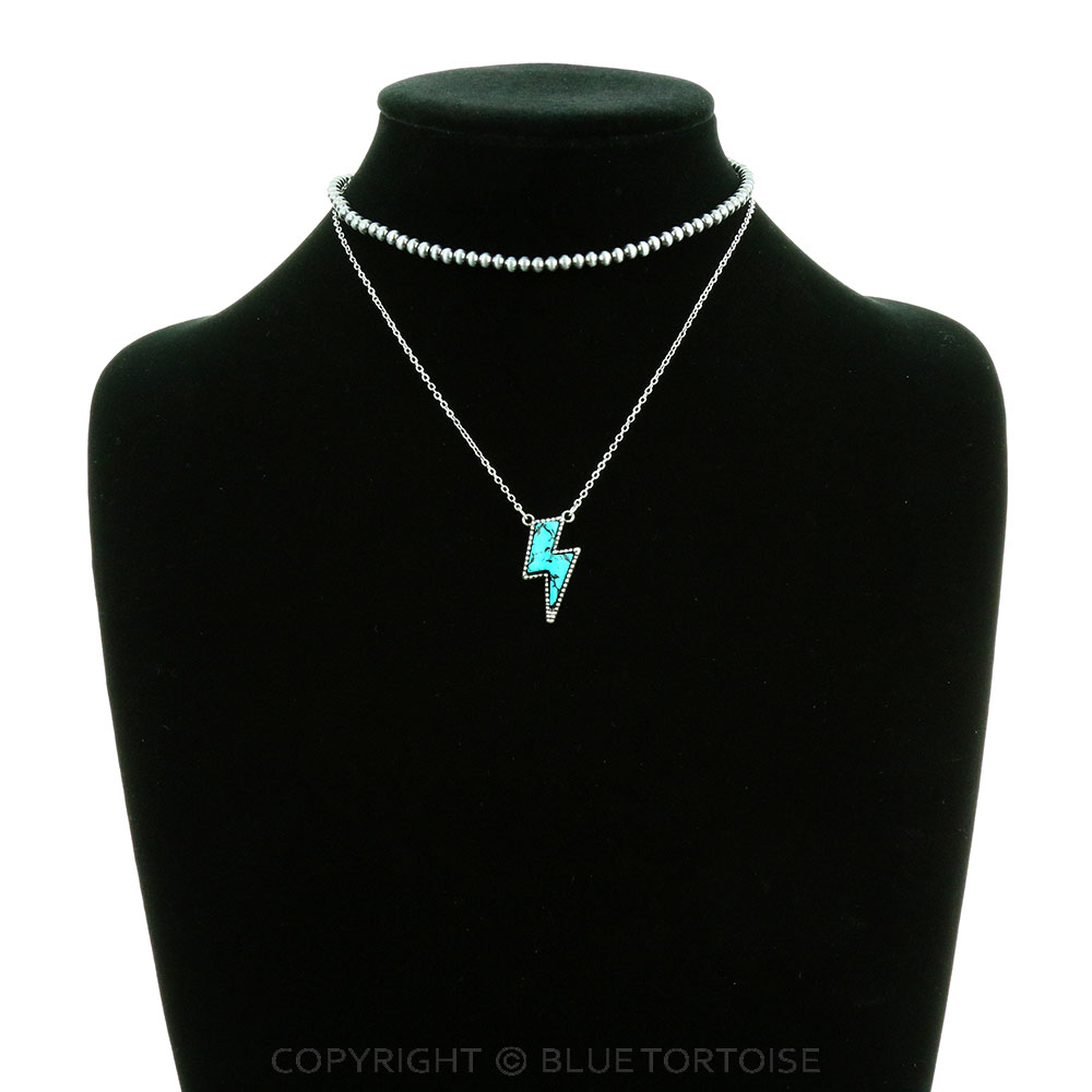 4MM Navajo Style Bead Choker & Thunder Stone Necklace - Image 2
