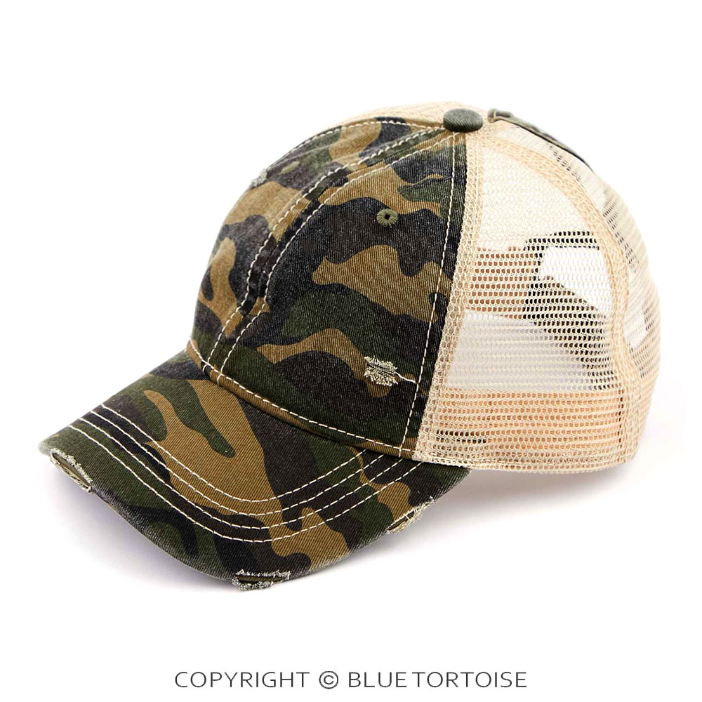C.C Camouflage Pattern Ponytail Cap with Mesh
