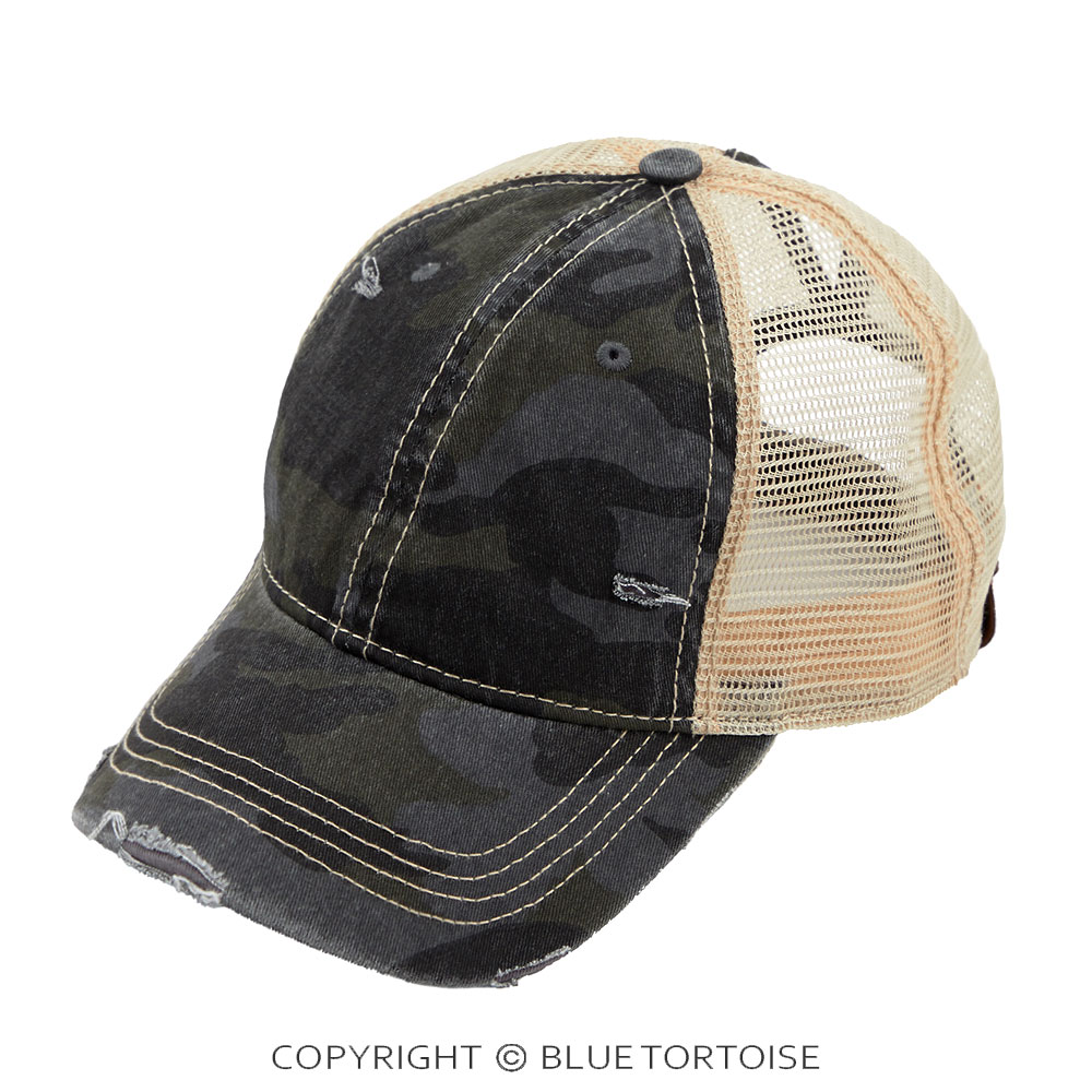 C.C Camouflage Pattern Ponytail Cap with Mesh