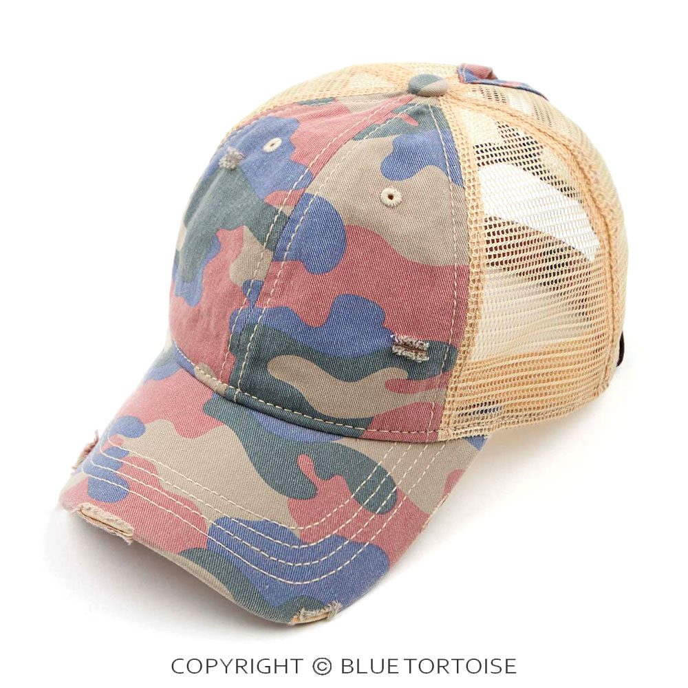 C.C Camouflage Pattern Ponytail Cap with Mesh