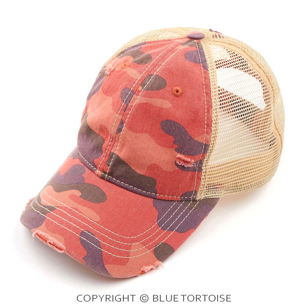 C.C Camouflage Pattern Ponytail Cap with Mesh