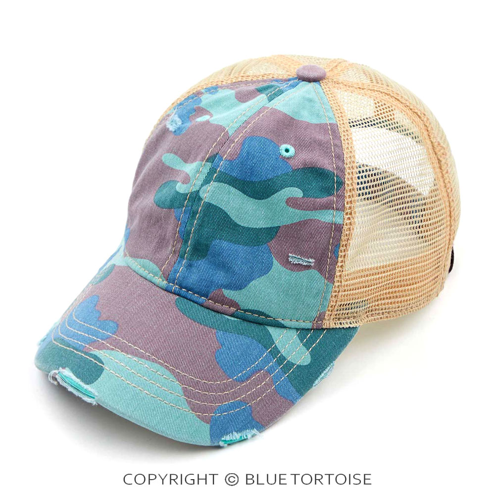 C.C Camouflage Pattern Ponytail Cap with Mesh