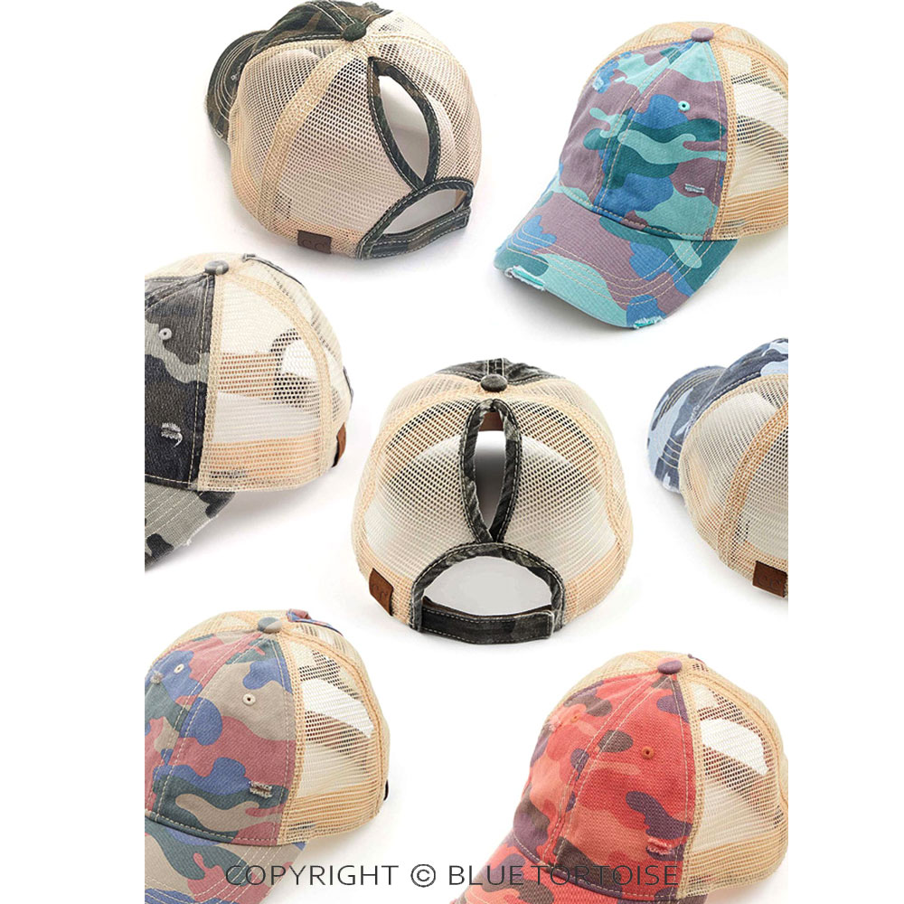 C.C Camouflage Pattern Ponytail Cap with Mesh - Image 2