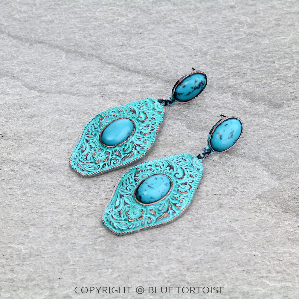 2.5" Floral Pattern Casting with Stone Stud Earrings
