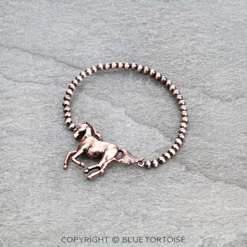 Western Horse with Navajo Style Pearl Stretch Bracelet