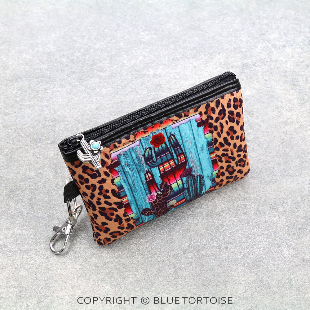 Western Leopard & Serape Print Cactus Coin Purse - Image 2