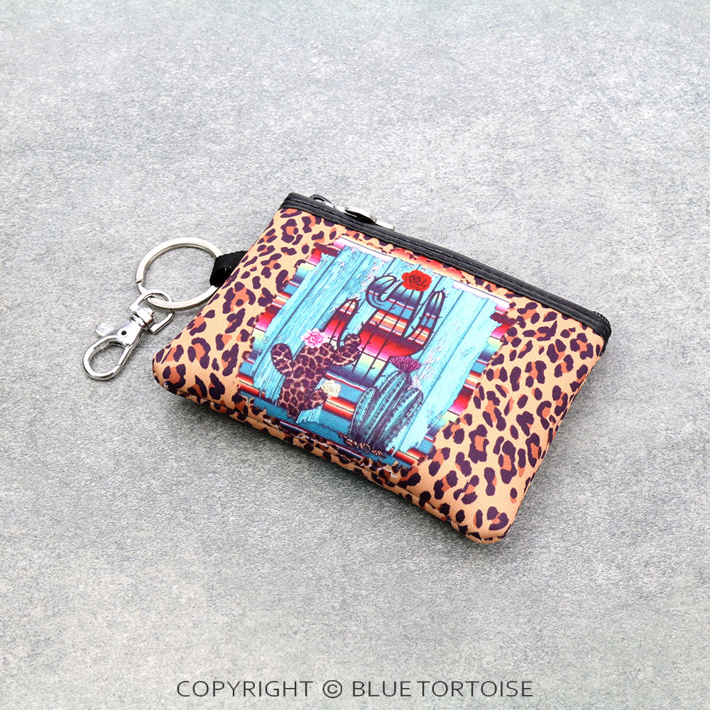Western Leopard & Serape Print Cactus Coin Purse