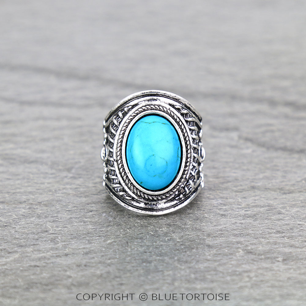 Western Texture with Stone Stretch Ring