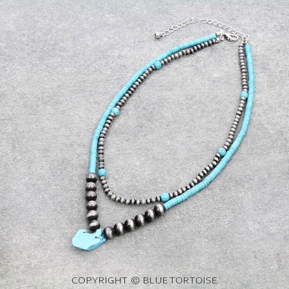 2 Layered Western Slab Stone Necklace