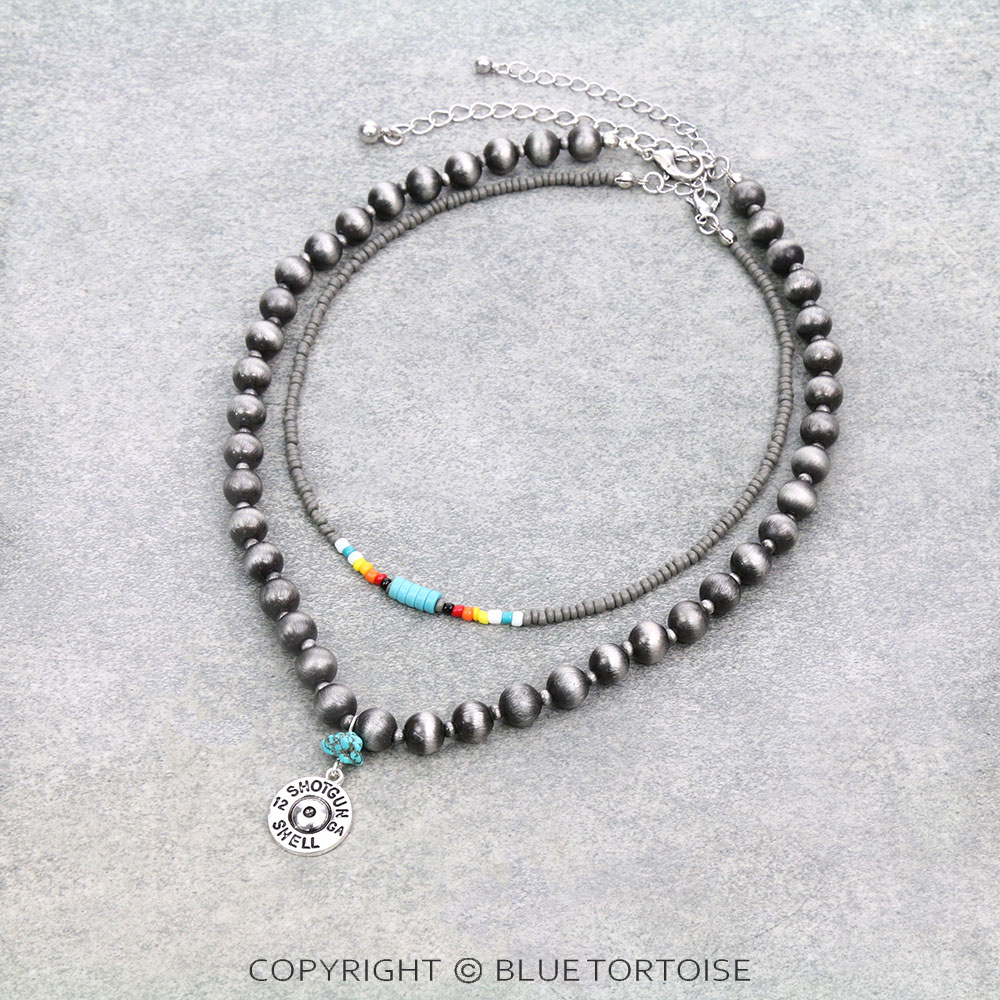 2 Layered Western Shotgun Shell Necklace
