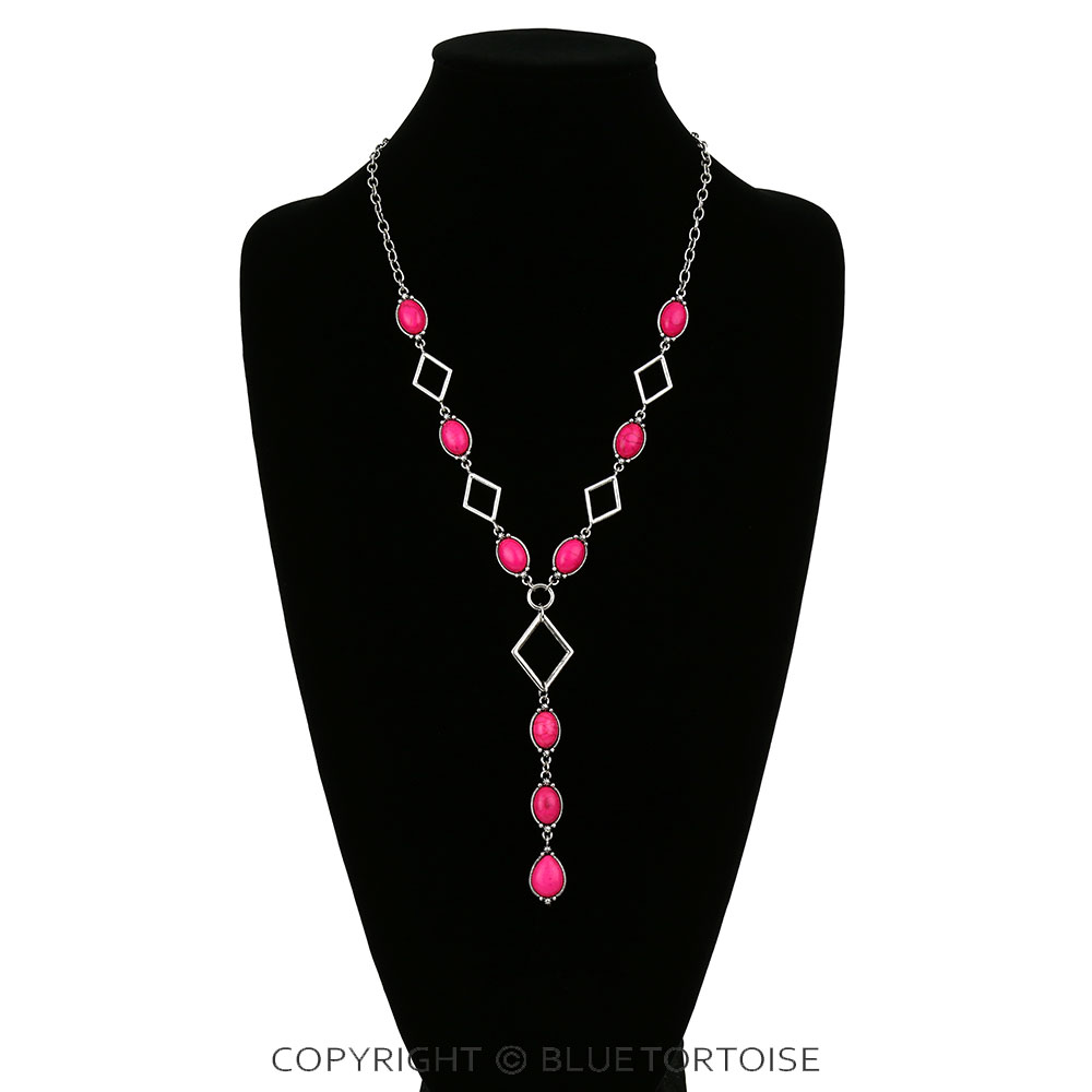Diamond & Stone Y Necklace - Image 2