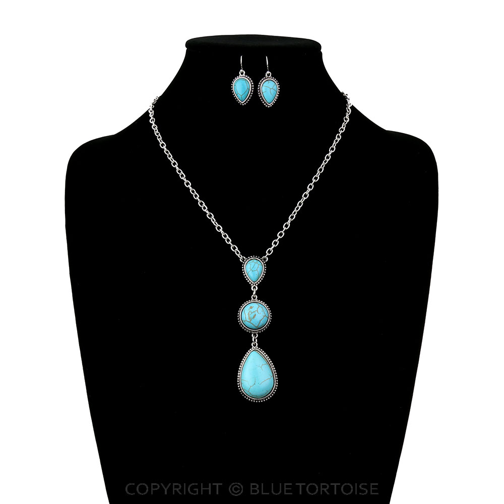 Western Stone Pendant Necklace Set - Image 2