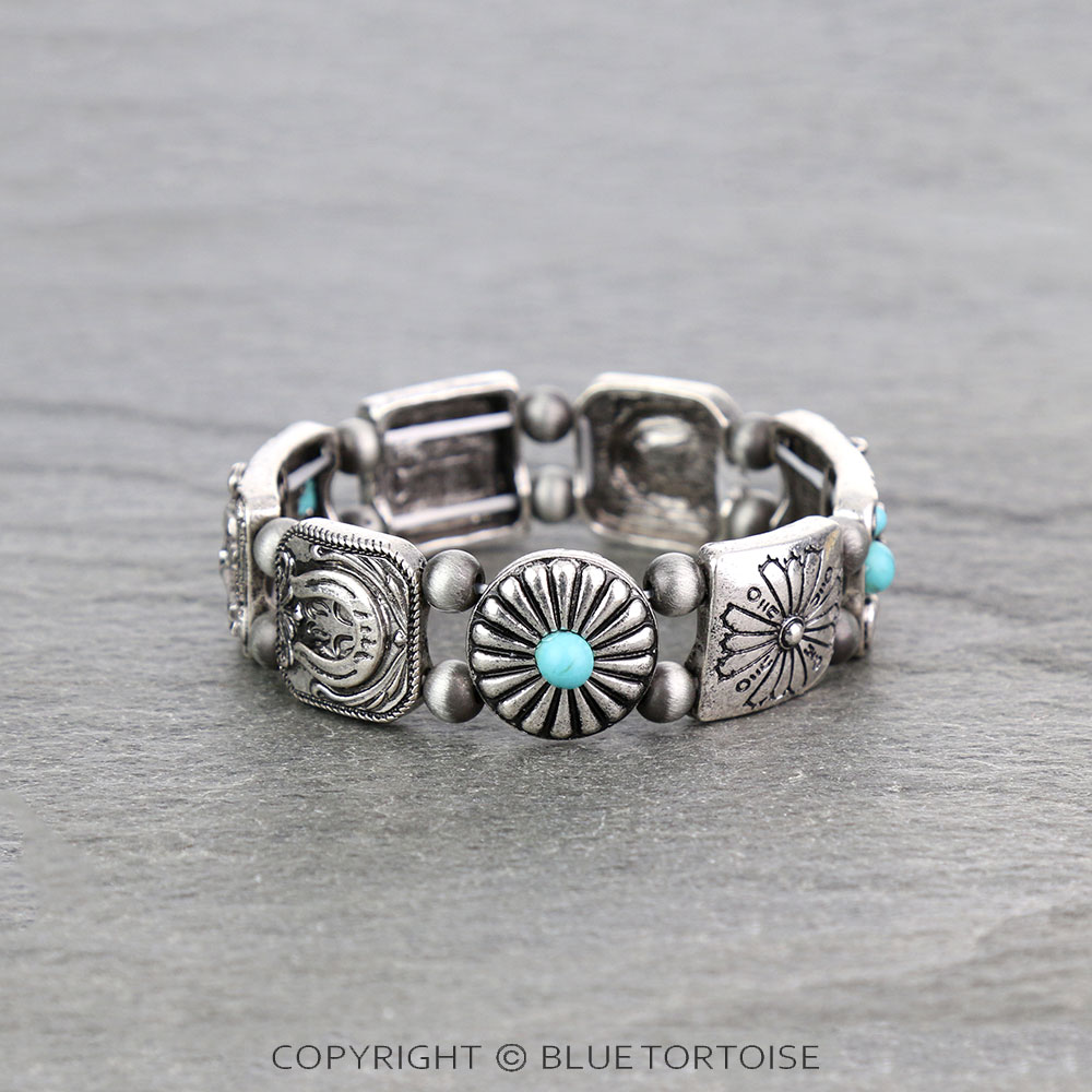 Western Rodeo Style Concho Stretch Bracelet - Image 2