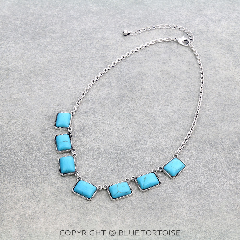 Western Rectangle Stone Necklace