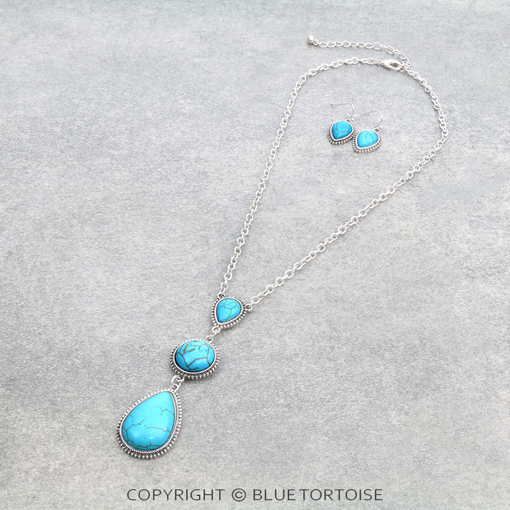 Western Stone Pendant Necklace Set