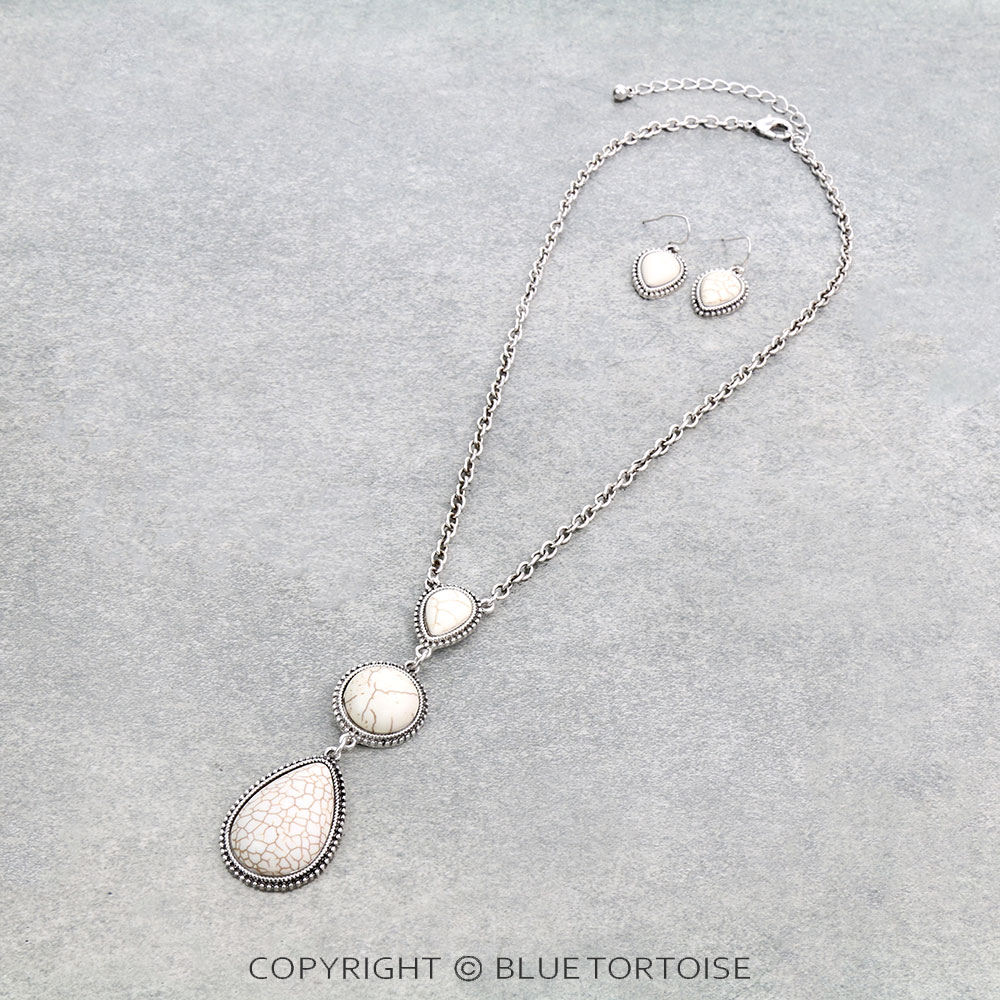 Western Stone Pendant Necklace Set