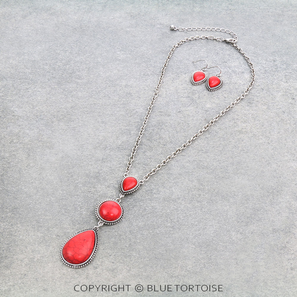 Western Stone Pendant Necklace Set