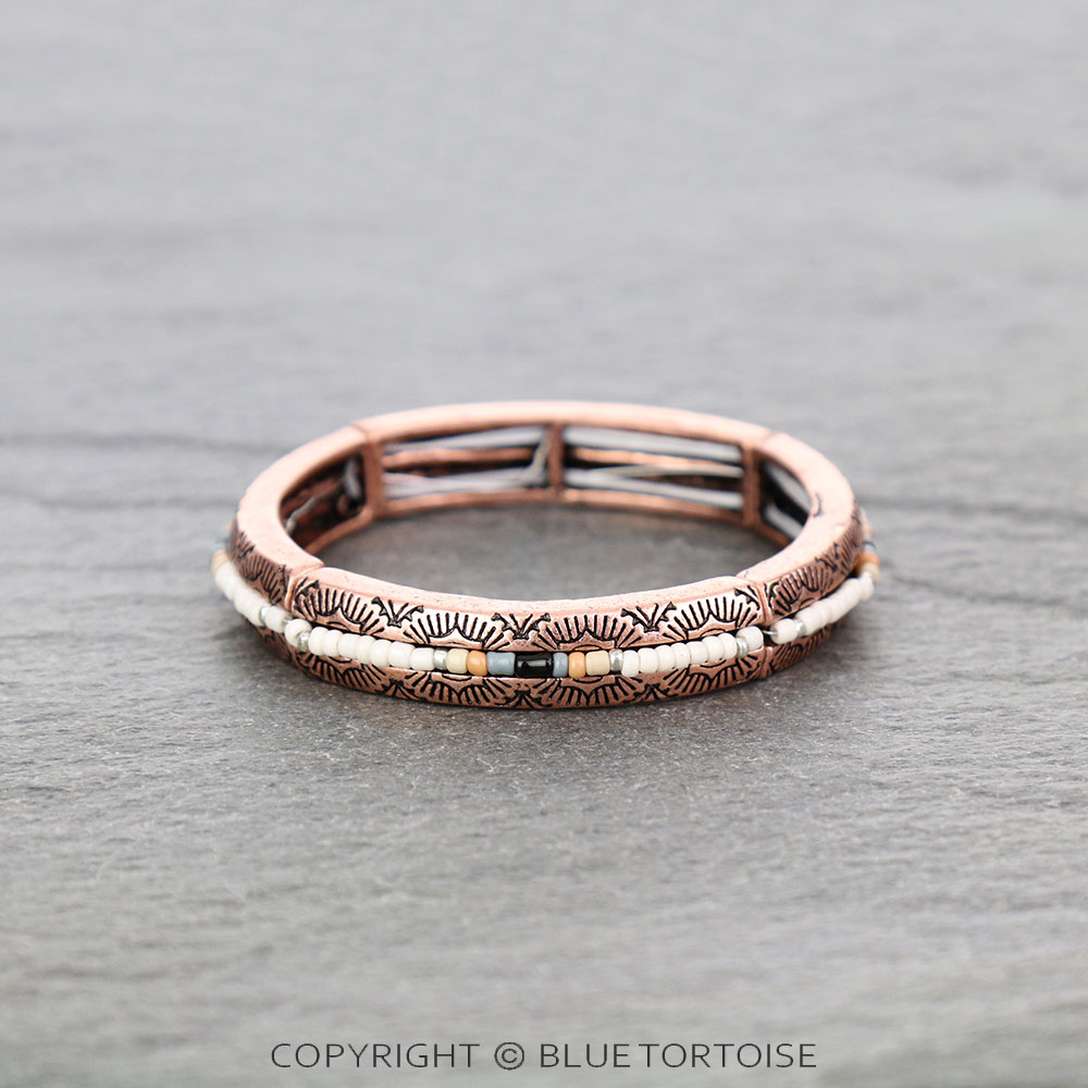 Western Texture with Seed Bead Stretch Bracelet